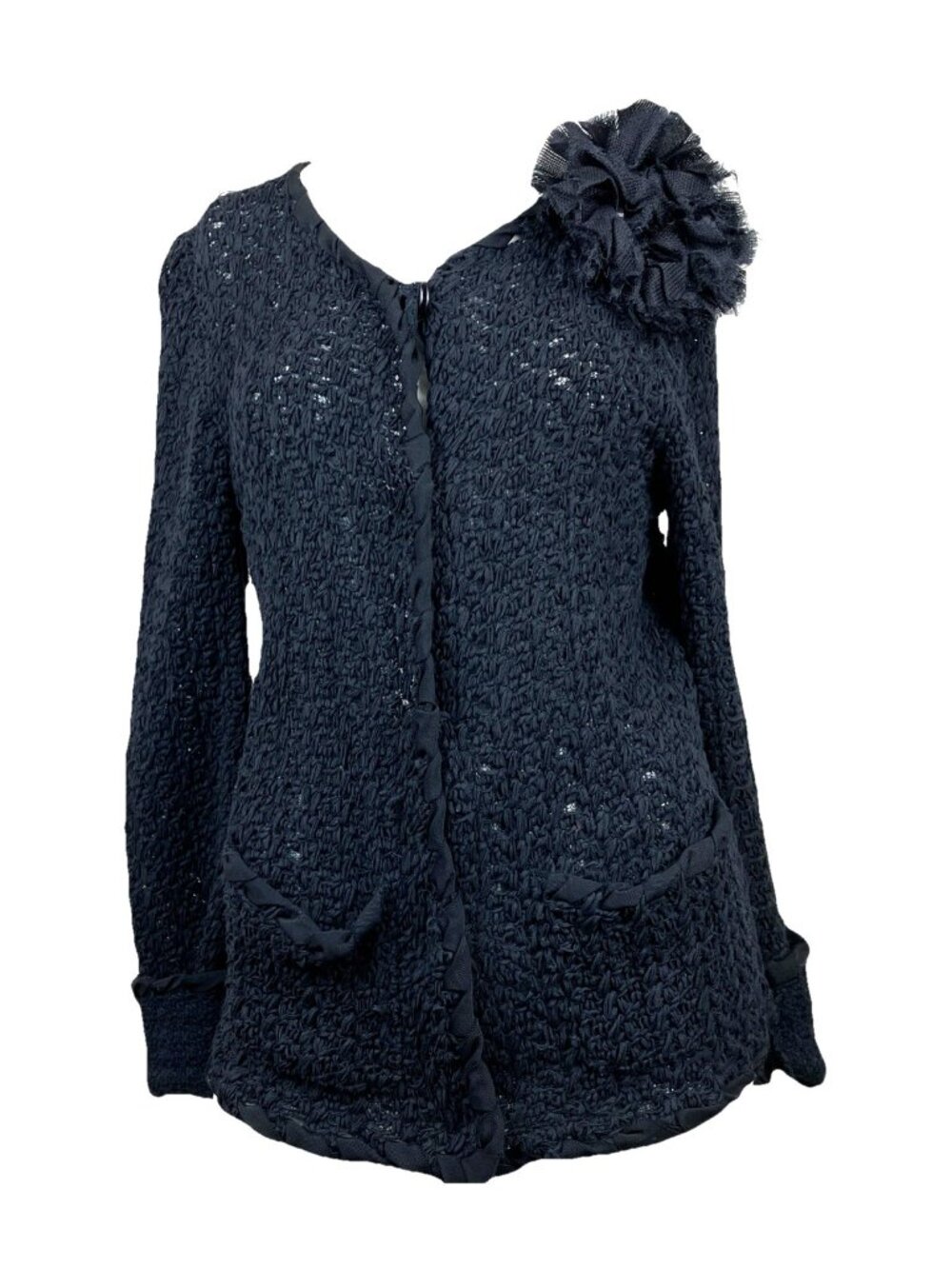 M Lanvin 2010 Loose Weave Cardigan Jacket Knit Summer Linen Blend Resort